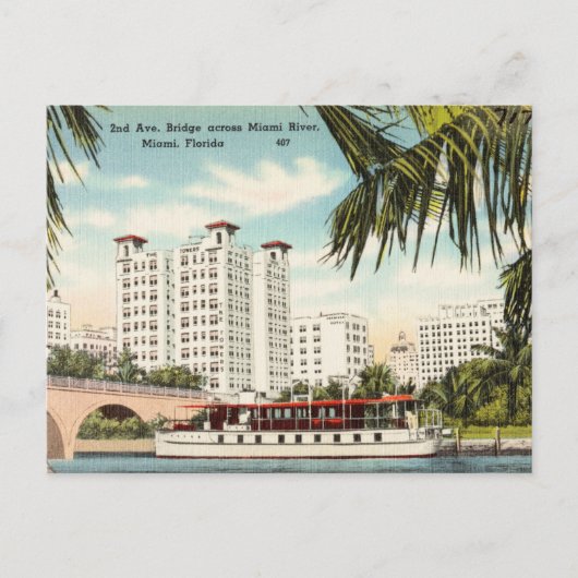 Vintage, Miami, Miami Briefkaart (Voorkant)