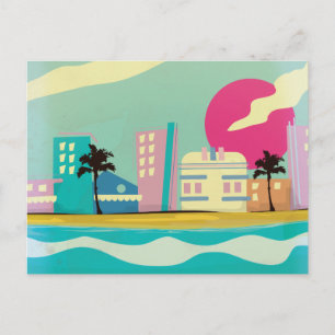 Vintage Miami-poster uit de jaren 80 Briefkaart