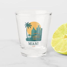 Vintage Miami USA Shotglas – Retro Strand Skyline Shot Glas