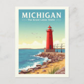 Vintage Michigan Briefkaart (Voorkant)