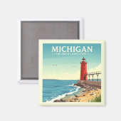 Vintage Michigan Magneet (Voorkant / Achterkant)