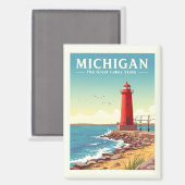 Vintage Michigan Magneet (Voorkant / Achterkant)