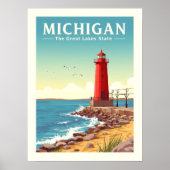Vintage Michigan Poster (Voorkant)