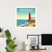 Vintage Michigan Poster (Thuiskantoor)
