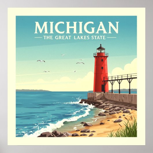 Vintage Michigan Poster (Voorkant)