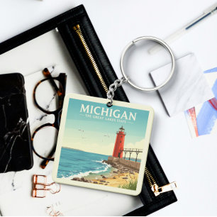 Vintage Michigan Sleutelhanger