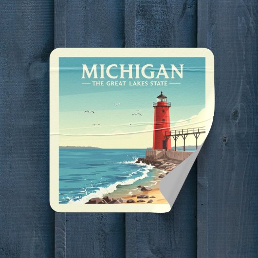 Vintage Michigan Vierkante Sticker
