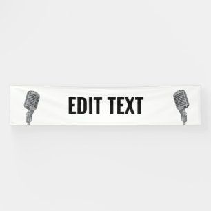 Vintage Microfoon Evenement Podium Aangepaste Bann Spandoek