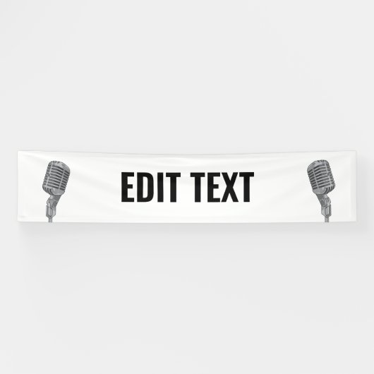 Vintage Microfoon Evenementen Podium Aangepaste Ba Spandoek (Horizontaal)