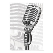 Vintage microfoon in houtskool Art Print