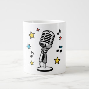 Vintage Microfoon Muziek Noten Retro Zang Ontwerp Grote Koffiekop