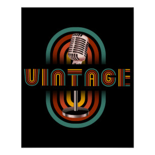 Vintage Microfoon Muziek Zingen  Perfect Poster