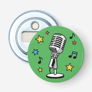 Vintage Microfoon Muzieknamen Retro Zang Ontwerp Button Flesopener