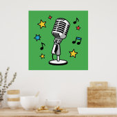 Vintage Microfoon Muzieknamen Retro Zang Ontwerp Poster (Keuken)