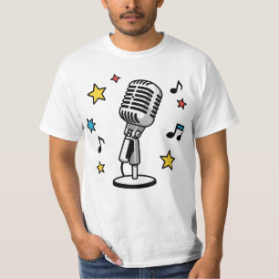 Vintage Microfoon Muzieknamen Retro Zang Ontwerp T-shirt