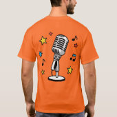 Vintage Microfoon Muzieknoten Retro Zang Ontwerp T-shirt (Achterkant)