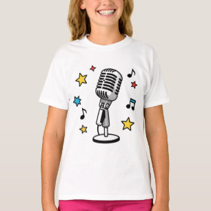 Vintage Microfoon Muzieknoten Retro Zang Ontwerp T-shirt