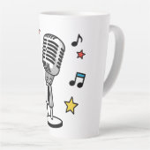 Vintage Microfoon Muzieknotities Retro Zangontwerp Latte Mok (Rechterhoek)