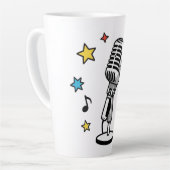 Vintage Microfoon Muzieknotities Retro Zangontwerp Latte Mok (Linkerhoek)