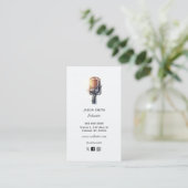 Vintage microfoon Podcaster  Visitekaartje (Staand voorkant)
