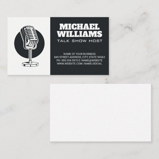 Vintage Microfoon | Zang Blogger Host Visitekaartje (Voorkant / Achterkant)