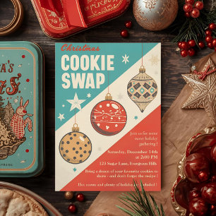 Vintage Mid-Century Kerst Koekjes Uitwisselen  Kaart