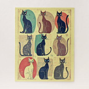 Vintage Mid-Century Modern Katten Legpuzzel