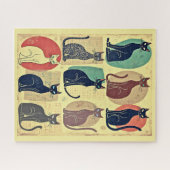 Vintage Mid-Century Modern Katten Legpuzzel (Horizontaal)