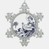 Vintage Middeleeuwse Kerstcarolers Art Nouveau Tin Sneeuwvlok Ornament (Voorkant)
