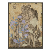 Vintage Middeleeuwse Koppel Decoupage Poster (Voorkant)
