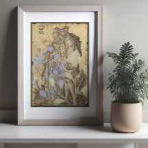 Vintage Middeleeuwse Koppel Decoupage Poster
