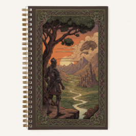 Vintage Middeleeuwse Ridder & Drakenvallei Fantasi Notitieboek
