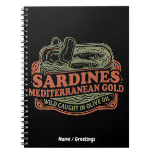 Vintage Middellandse Zee Sardineblik Retro Zeekame Notitieboek