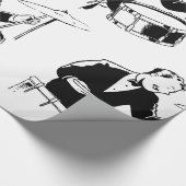 Vintage Midden-Eeuwse Drummer Jazz Percussie Cadeaupapier (Hoek)