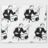 Vintage Midden-Eeuwse Drummer Jazz Percussie Cadeaupapier (Vlak)