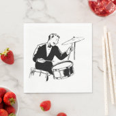 Vintage Midden-Eeuwse Drummer Jazz Percussie Servet (Insitu)