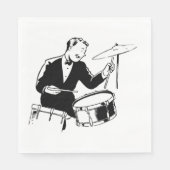 Vintage Midden-Eeuwse Drummer Jazz Percussie Servet (Voorkant)