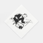 Vintage Midden-Eeuwse Drummer Jazz Percussie Servet (Hoek)