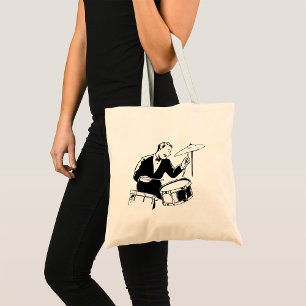 Vintage Midden-Eeuwse Drummer Jazz Percussie Tote Bag