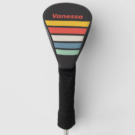 Vintage Midnight Across Strepen met Naam Golfheadcover