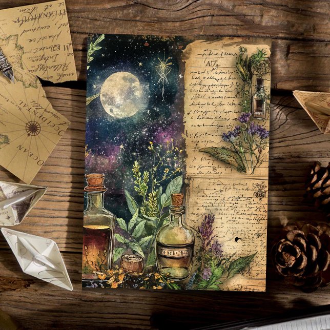 Vintage Midnight Apothecary Script Scrapbook Paper (Creator heeft geüpload)