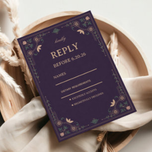 Vintage Midnight Botanisch RSVP Kaartje