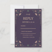 Vintage Midnight Botanisch RSVP Kaartje (Voorkant)