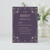 Vintage Midnight Botanisch RSVP Kaartje (Staand voorkant)