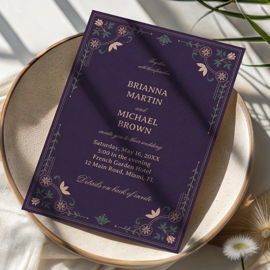 Vintage Midnight Botanische Siermotieven Kaart