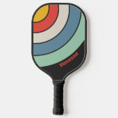 Vintage Midnight Circle Streep met Naam Pickleball Paddle (Achterkant)