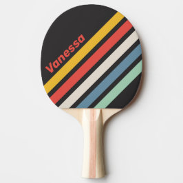 Vintage Midnight Hoekige Strepen met Naam Tafeltennisbatje