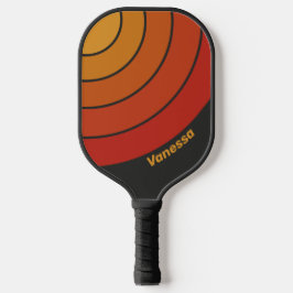 Vintage Midnight Sunset Circle Streep met Naam Pickleball Paddle