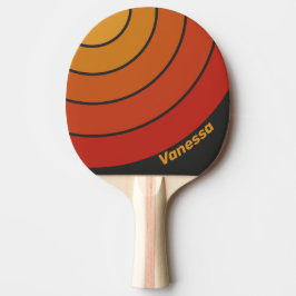 Vintage Midnight Sunset Cirkel Streep met Naam Tafeltennisbatje