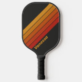 Vintage Midnight Sunset Gestreepte met Naam Pickleball Paddle (Voorkant)